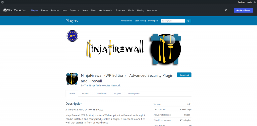 NinjaFirewall (WP Edition) – Advanced Security Plugin and Firewall