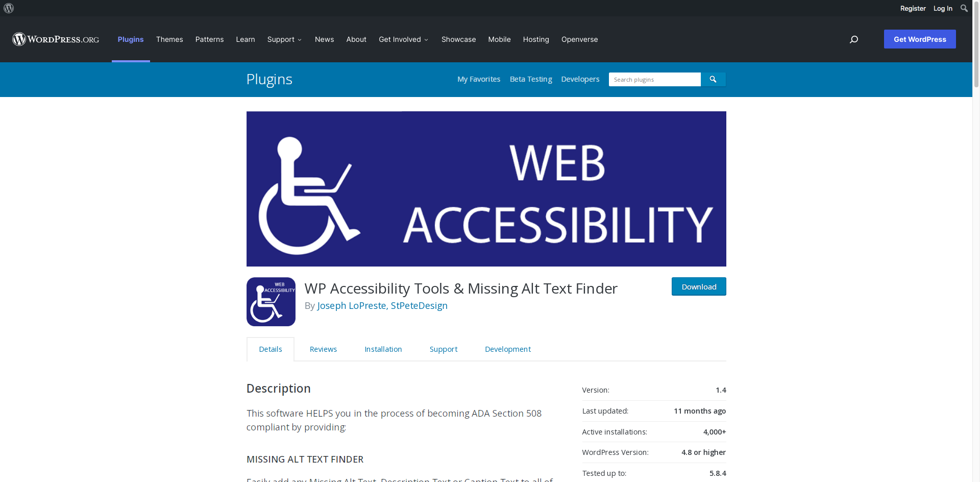 WP Accessibility Tools & Missing Alt Text Finder