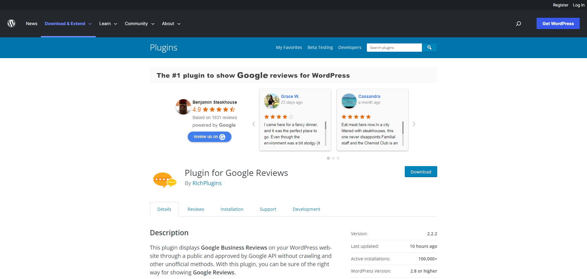 Plugin for Google Reviews