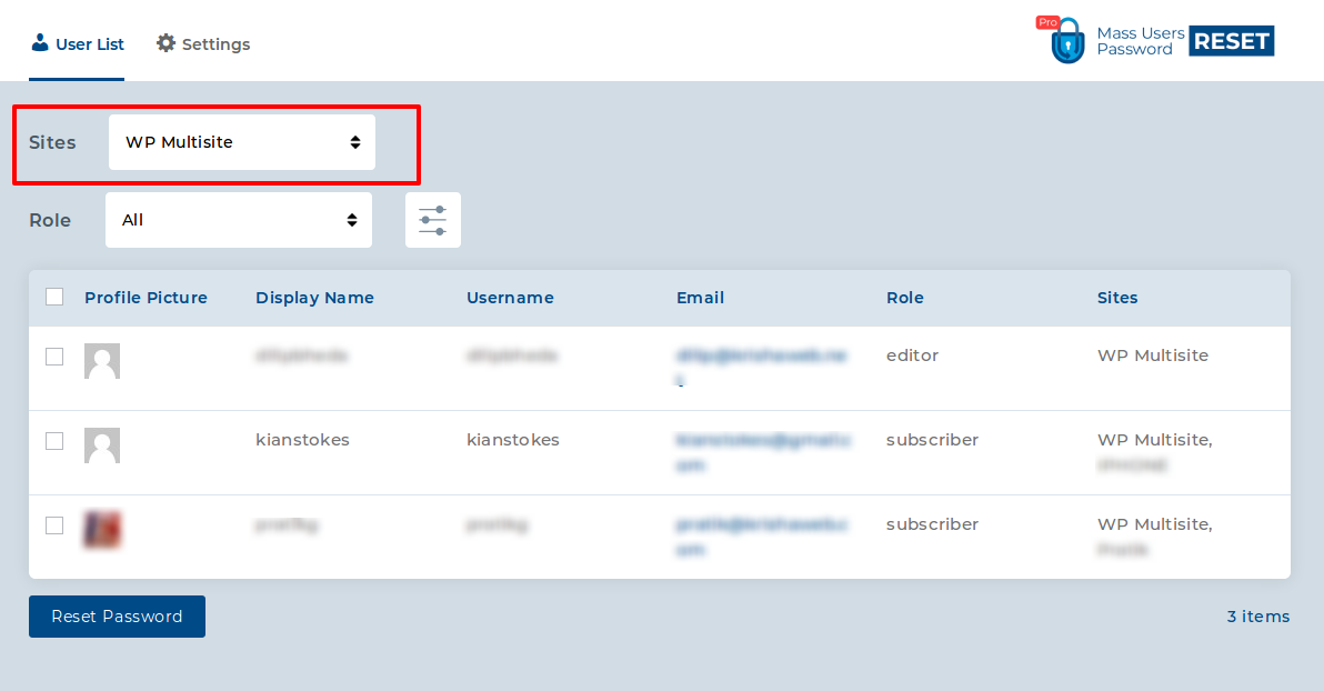 Mass Users Password Reset Pro